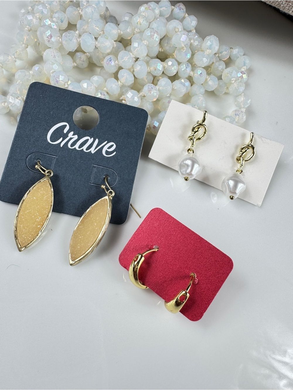3 Pairs Earrings Bundle Golden